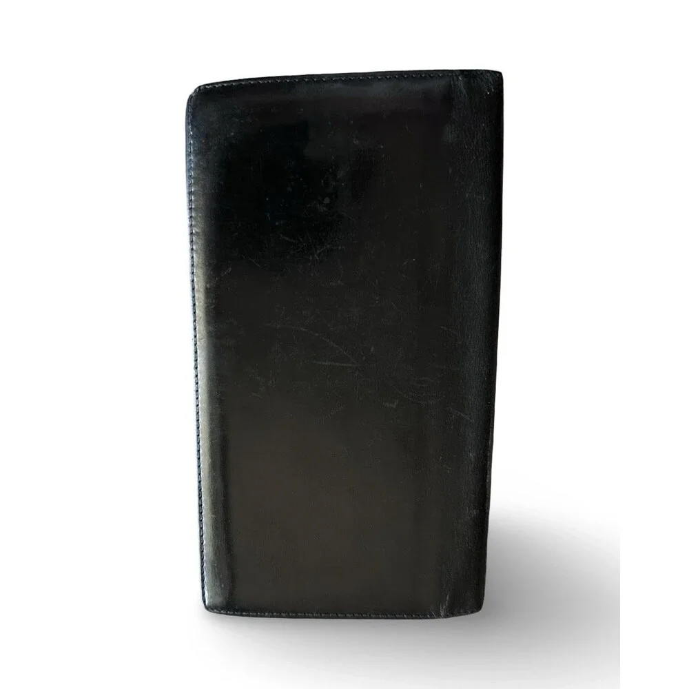 Dunhill Black Leather Long bifold Wallet Silver Harware UNISEX